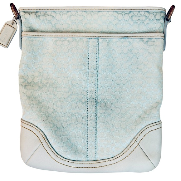 Coach | Aqua Blue Canvas Crossbody Messenger Bag - Picture 2 of 9